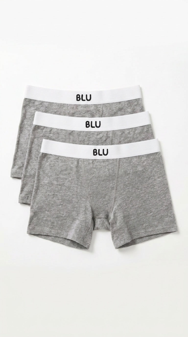 3-Pack Blu 7cm organic cotton boxer briefs - Grey