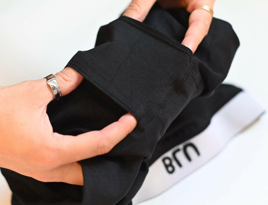 Blu 11cm Organic Cotton Boxer Briefs 3-Pack - Black, pad-friendly design detail
